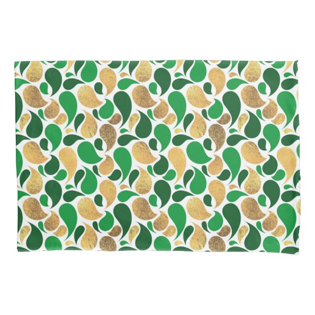 Funda De Cojín Fusión de patrón de Purpurina verde y dorado (Anverso)