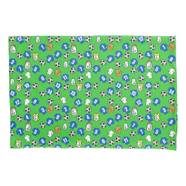 Funda De Cojín Fútbol, Camisetas azules y fans (Anverso)