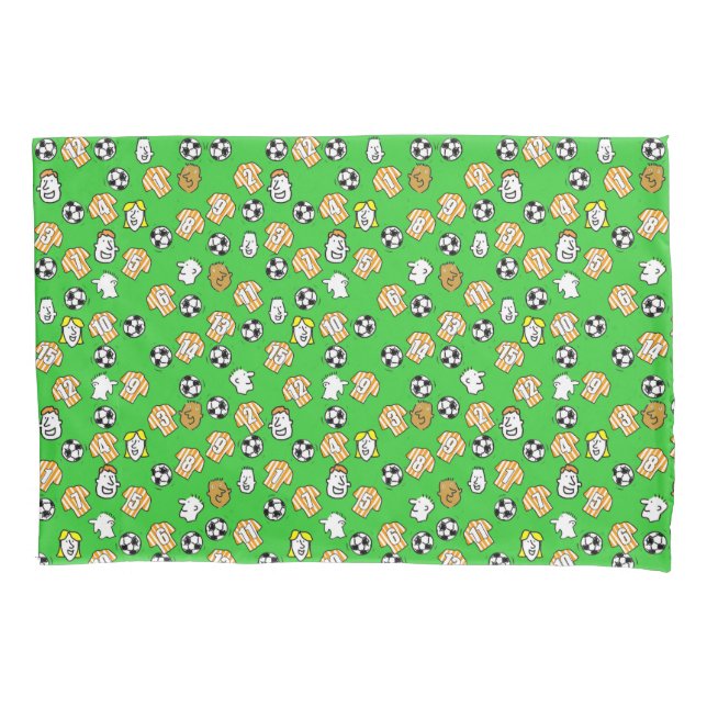 Funda De Cojín Fútbol, Naranjas Camisetas a rayas y fans (Anverso)