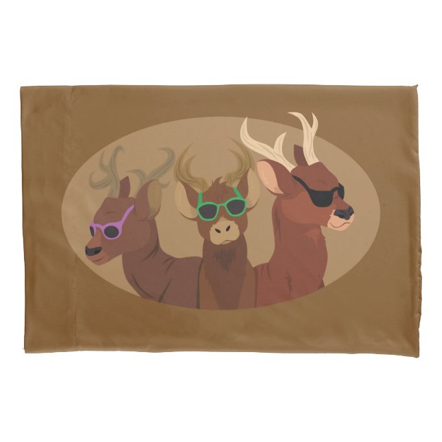 Funda De Cojín Gafas de sol que llevan de los ciervos (Anverso)