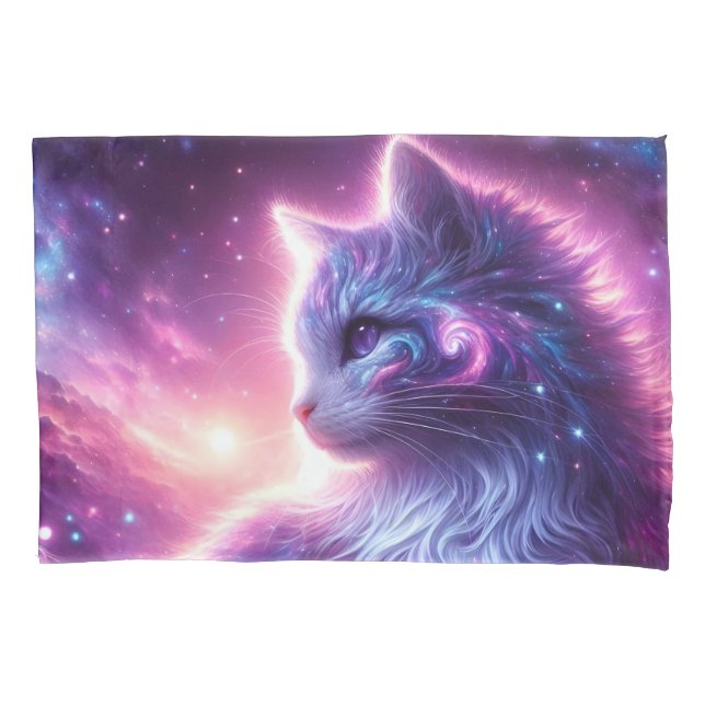 Funda De Cojín Galaxia Cósmica Felina Mística Celestial (Anverso)
