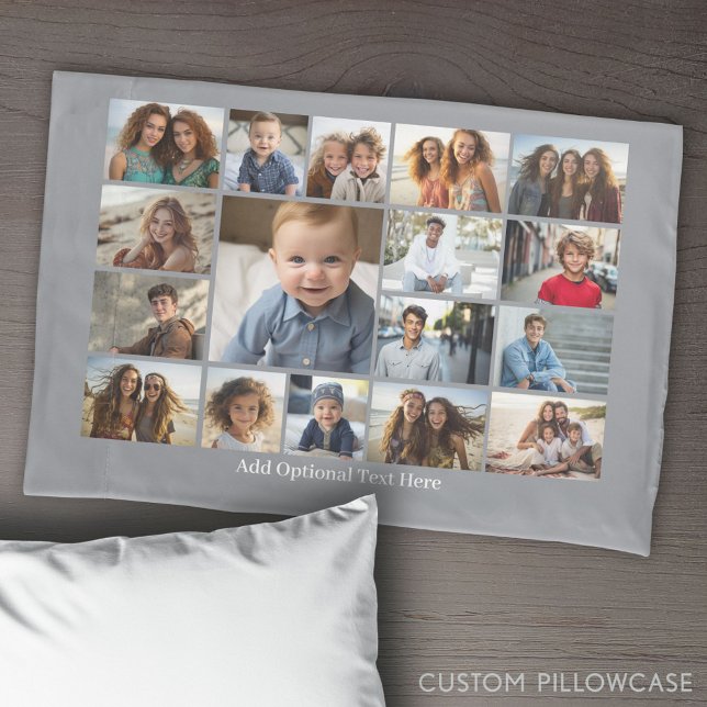 Funda De Cojín Galería de Collages de fotos Mínima Moderna de 17 (Create Your Own Photo Collage Pillowcase)