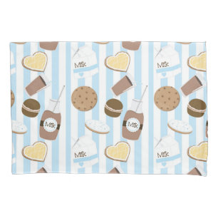 Funda De Cojín Galletas & Leche Niños Rayas Azules y Blancos