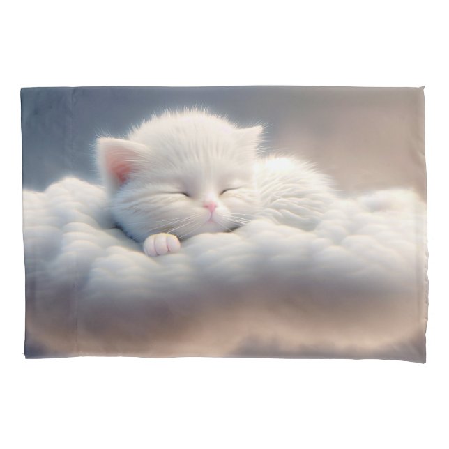 Funda De Cojín Gatito Dormiendo En La Nube (Anverso)
