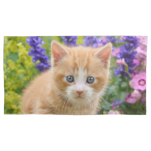 Funda De Cojín Gatito lindo del gato del jengibre en _florido de