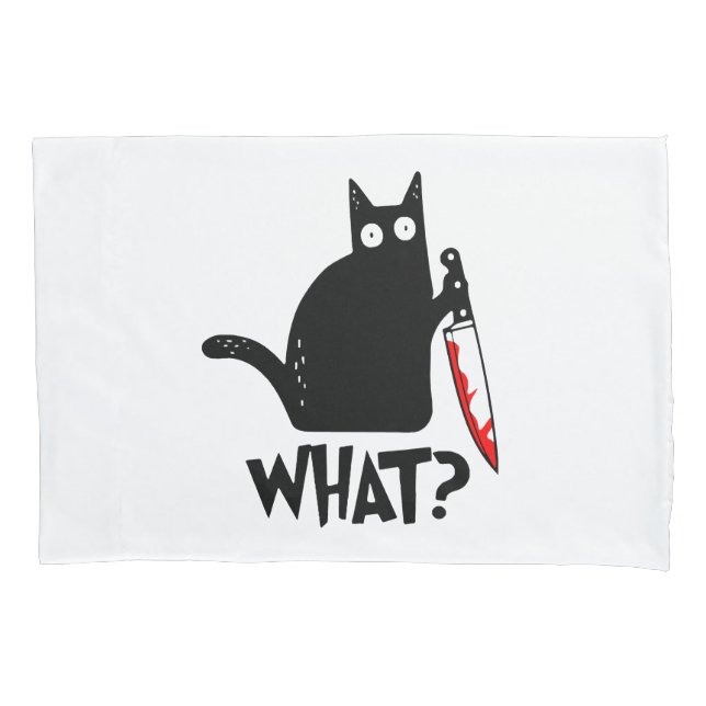 Funda De Cojín Gato Asesino Con Cuchillo (Anverso)