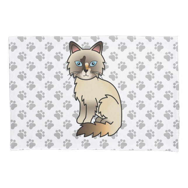 Funda De Cojín Gato atigrado Birman / Ragdoll lindo y patas (Anverso)