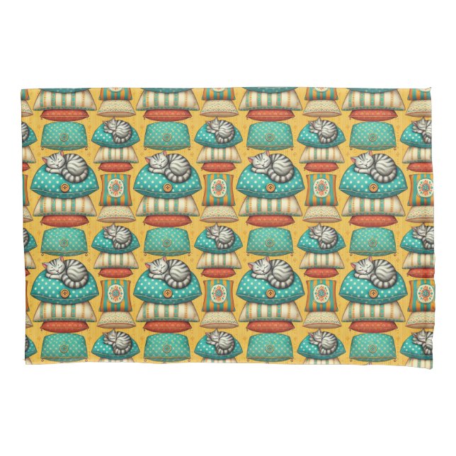 Funda De Cojín Gato atigrado lindo descansando (Anverso)