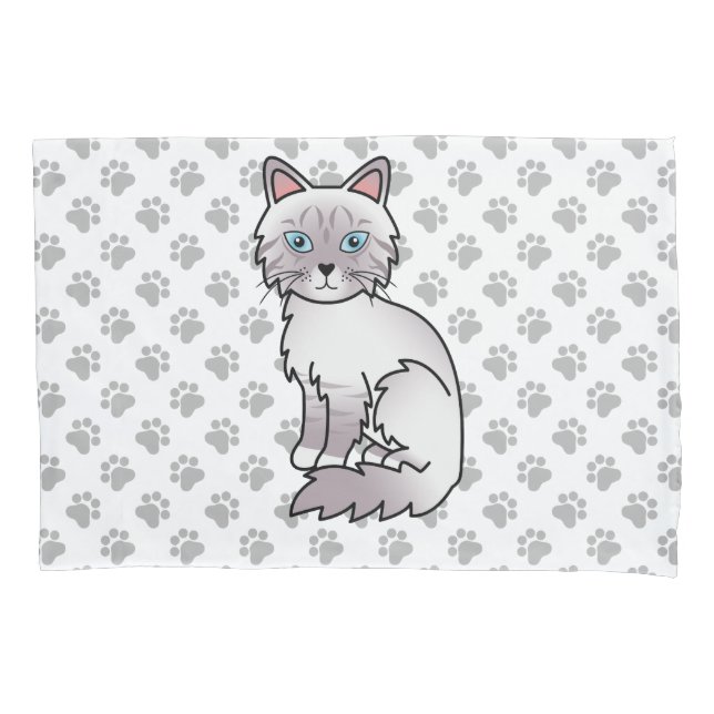 Funda De Cojín Gato Birman / Ragdoll Tabby de Punta Lila & Patas  (Anverso)