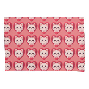 Funda De Cojín Gato Blanco Adorable con Corazón Diseño de Amor Ga