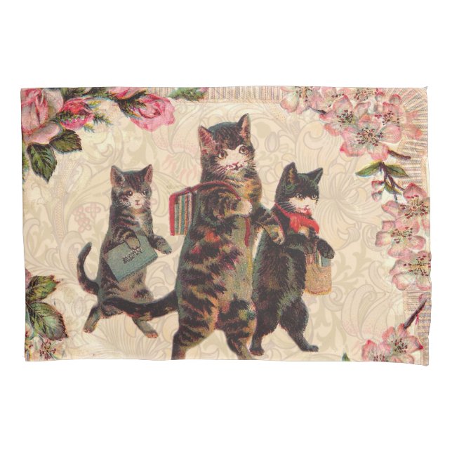 Funda De Cojín Gato Bonito Vintage Gatitos antiguos (Anverso)