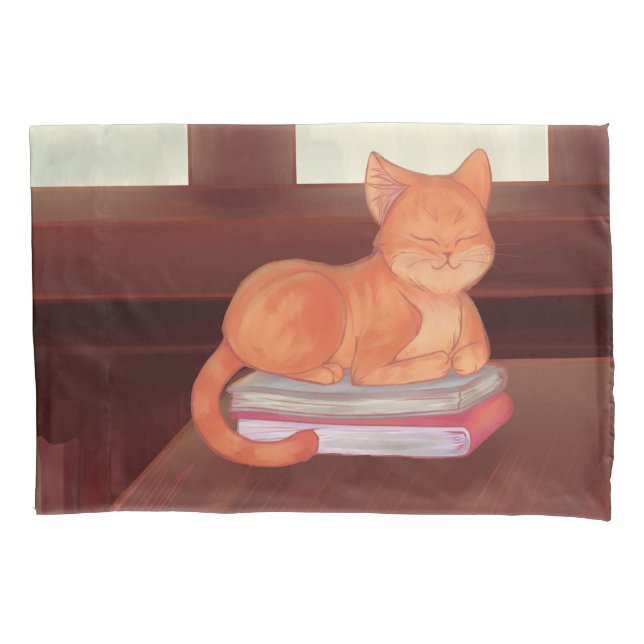 Funda De Cojín Gato de biblioteca (Anverso)