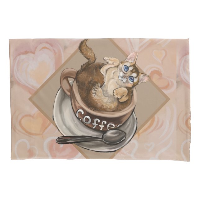 Funda De Cojín Gato de café (Anverso)