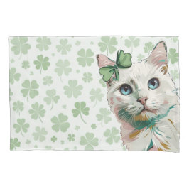 Funda De Cojín Gato de Shamrock con ojos azules