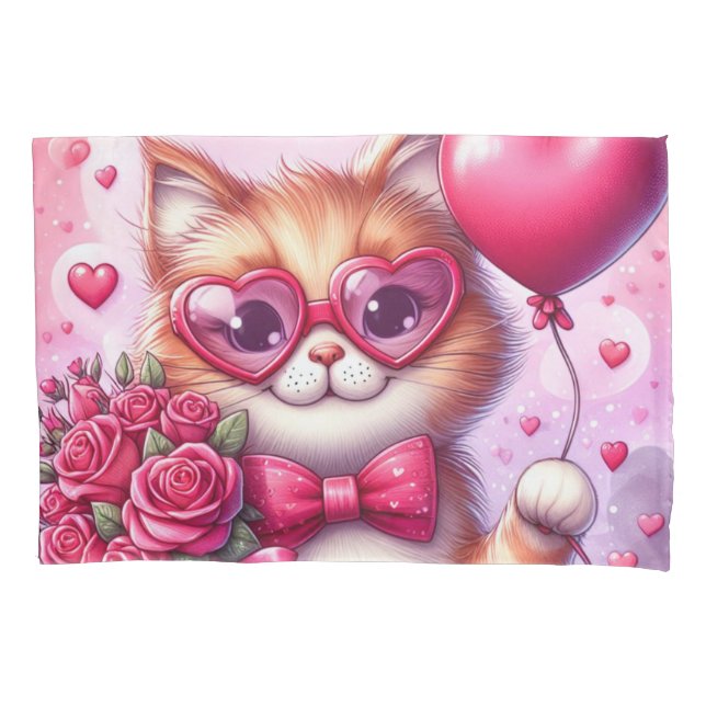 Funda De Cojín Gato El día de San Valentín/gatito (Anverso)