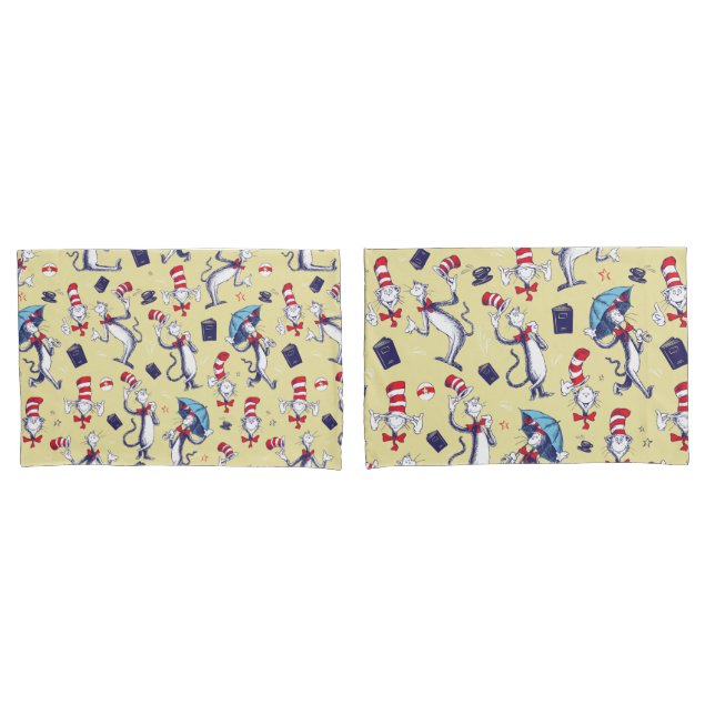 Funda De Cojín Gato En El Gorra | Patrón amarillo (Anverso - Set)