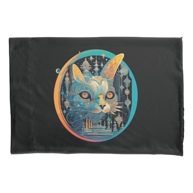 Funda De Cojín Gato extraño mirando los faros (Anverso)