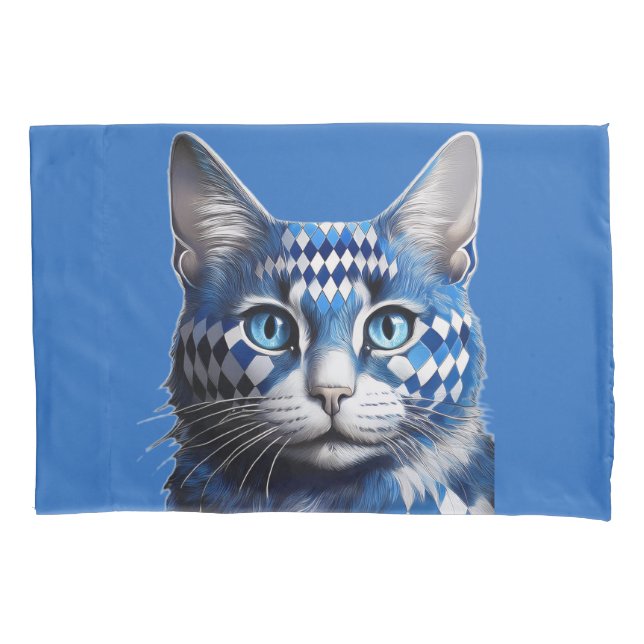 Funda De Cojín Gato Harlequin Azul (Anverso)