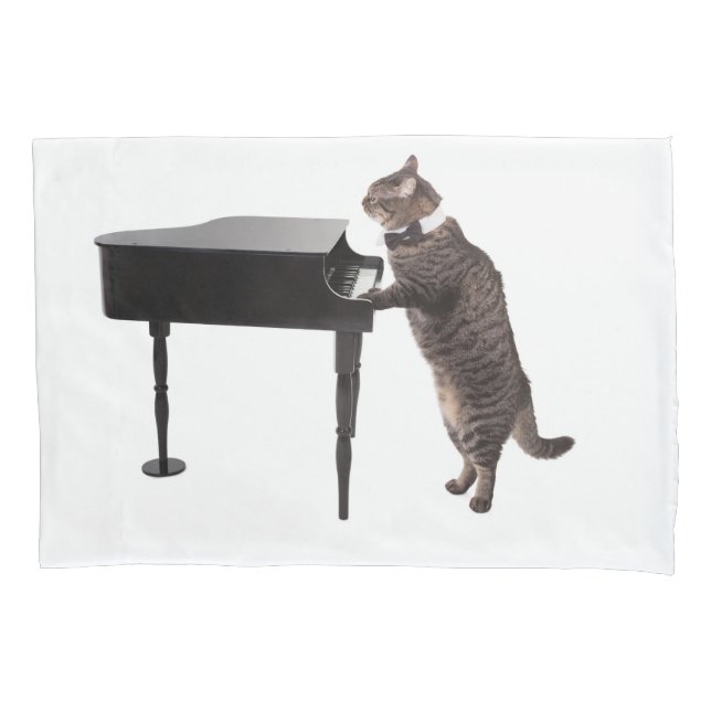 Funda De Cojín Gato jugando al piano (Anverso)