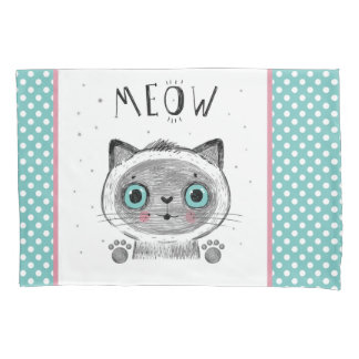 Funda De Cojín Gato lindo, puntos de polka, patas
