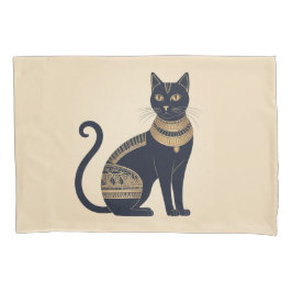 Funda De Cojín Gato Negro Crema de inspiración egipcia