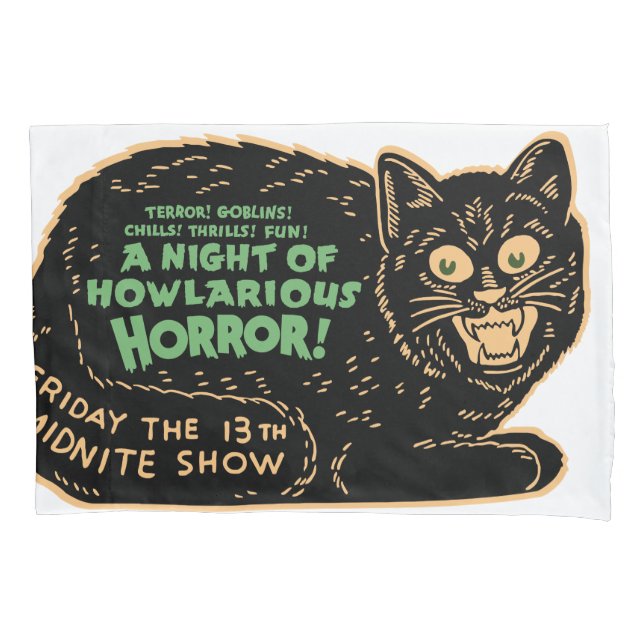Funda De Cojín Gato negro vintage de Halloween (Anverso)