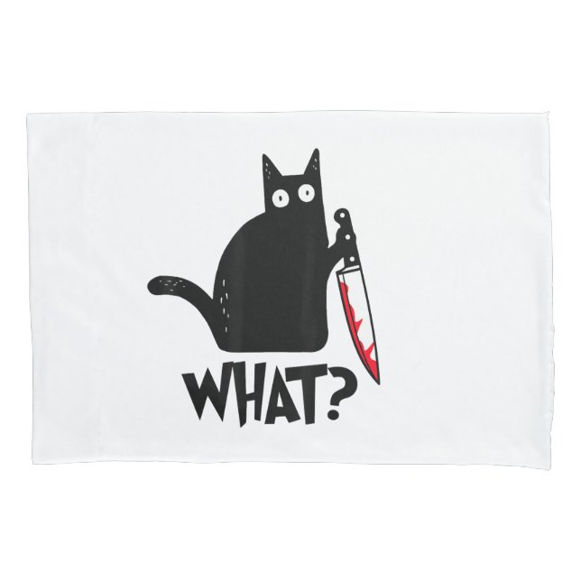 Funda De Cojín Gato Qué_ Gracioso Gato Negro  (Anverso)