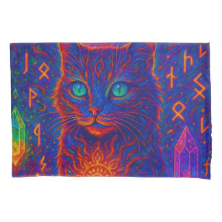 Funda De Cojín Gato sagrado de neón