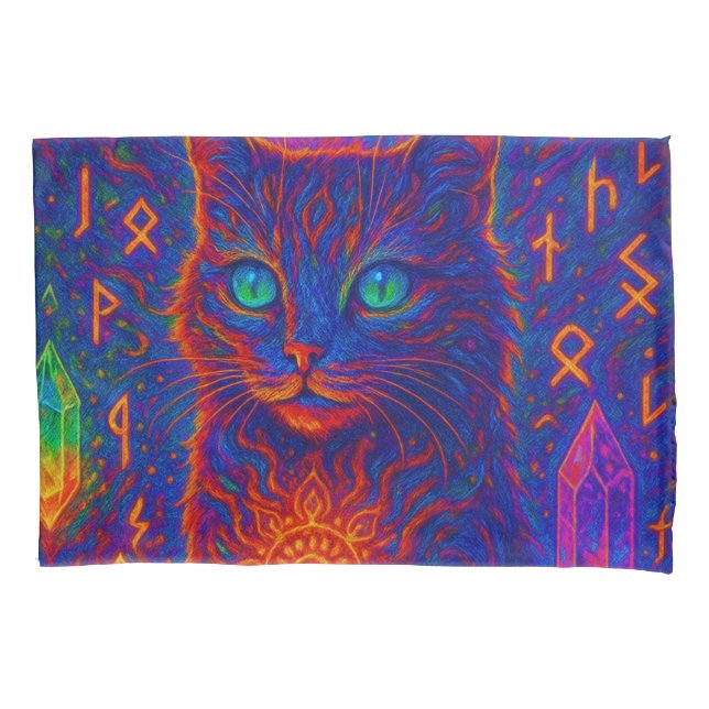 Funda De Cojín Gato sagrado de neón (Anverso-izquierdo)