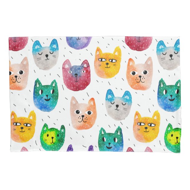 Funda De Cojín Gatos acuarelas y amigos (Anverso)