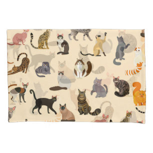 Funda De Cojín Gatos coloridos: Patrón de razas diferentes