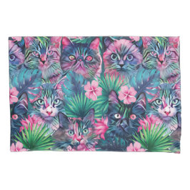 Funda De Cojín Gatos florales de verano