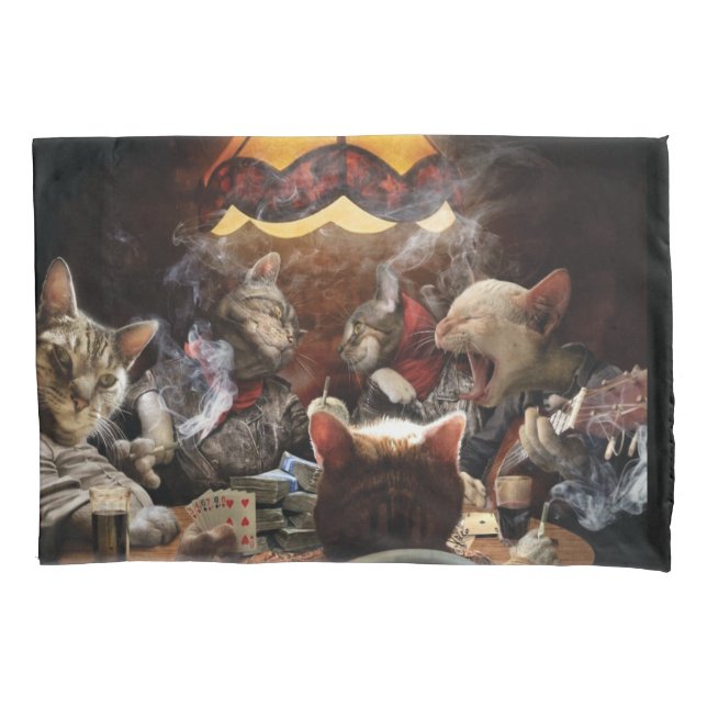 Funda De Cojín Gatos jugando al póquer (Anverso)