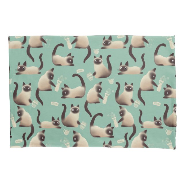 Funda De Cojín Gatos malvados siameses golpean las cosas (Anverso)