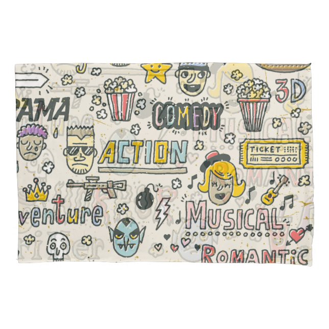 Funda De Cojín Géneros de películas: TV muestra conjunto de doodl (Anverso)