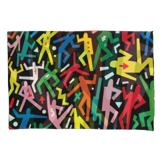 Funda De Cojín Gente bailando, patrón de doodle set.