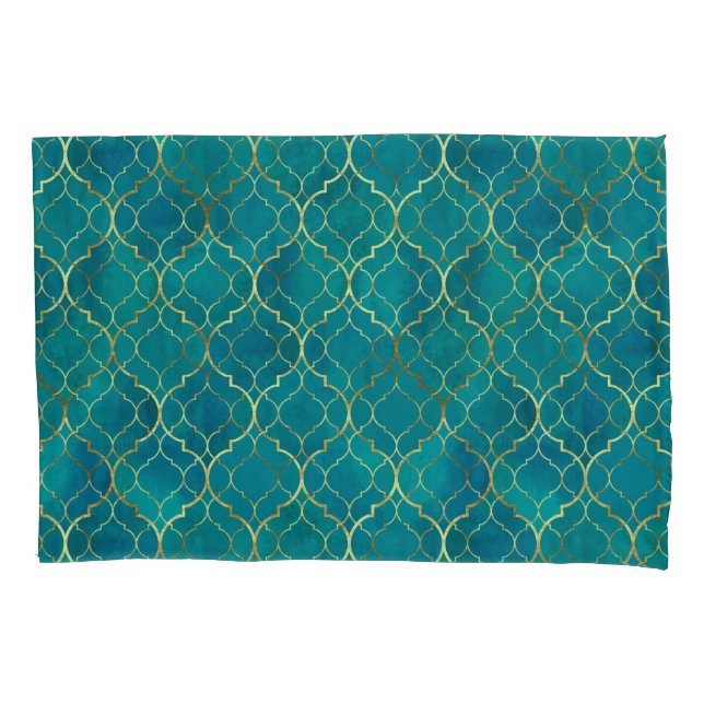 Funda De Cojín Geometría Esmeralda Dorada (Anverso)
