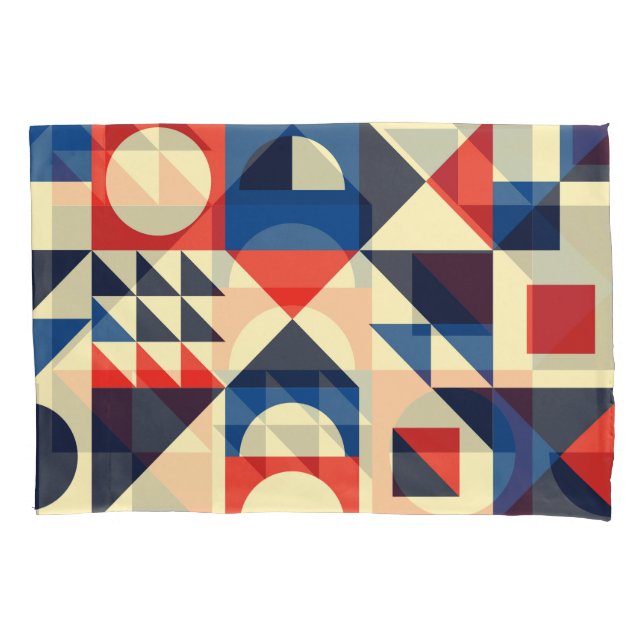 Funda De Cojín Geométrico De Mediano Siglo: Patrón Retro Funky. (Anverso)