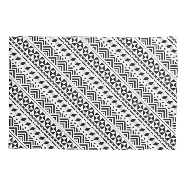 Funda De Cojín Geométrico moderno tribal blanco y negro (Reverso)