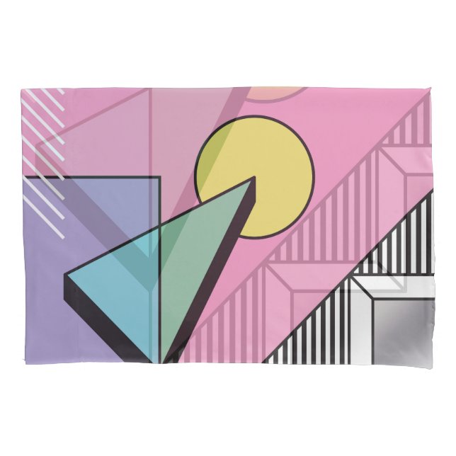 Funda De Cojín Geométrico Postmoderno: Composición abstracta (Anverso)