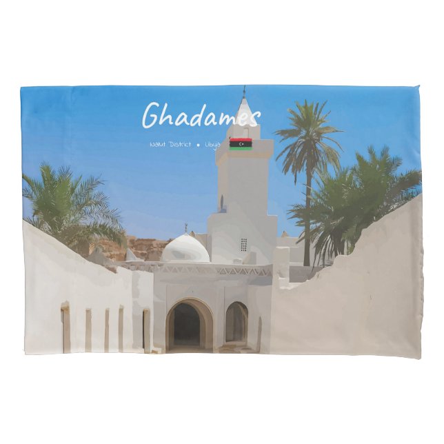 Funda De Cojín Ghadames, Libia - Mezquita Blanca (Anverso-izquierdo)