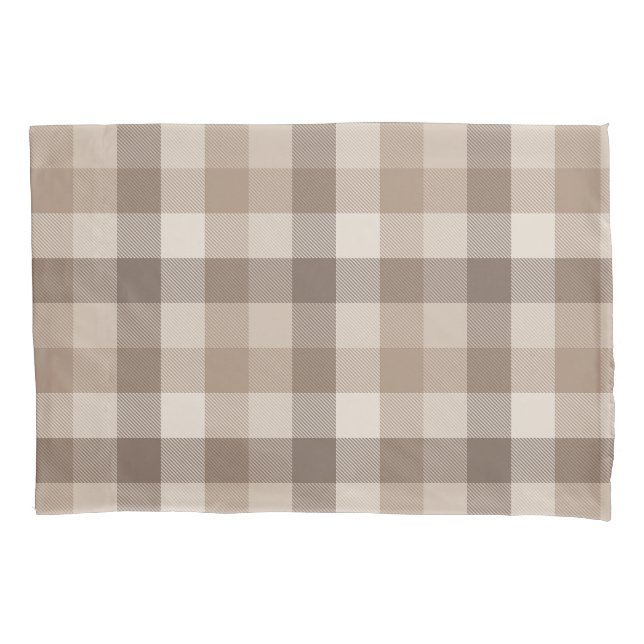 Funda De Cojín Gingham a cuadros bronceado tierra neutral  (Anverso)