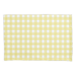 Funda De Cojín Gingham blanco y amarillo pálido