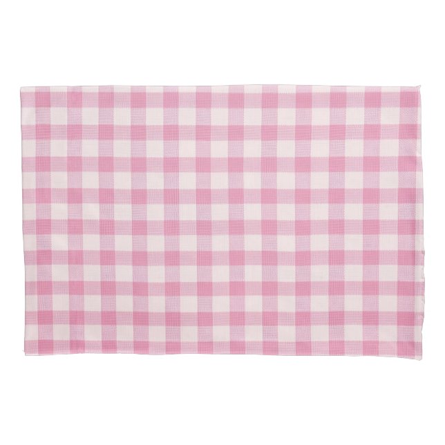 Funda De Cojín Gingham Rosa Bebé (Anverso)