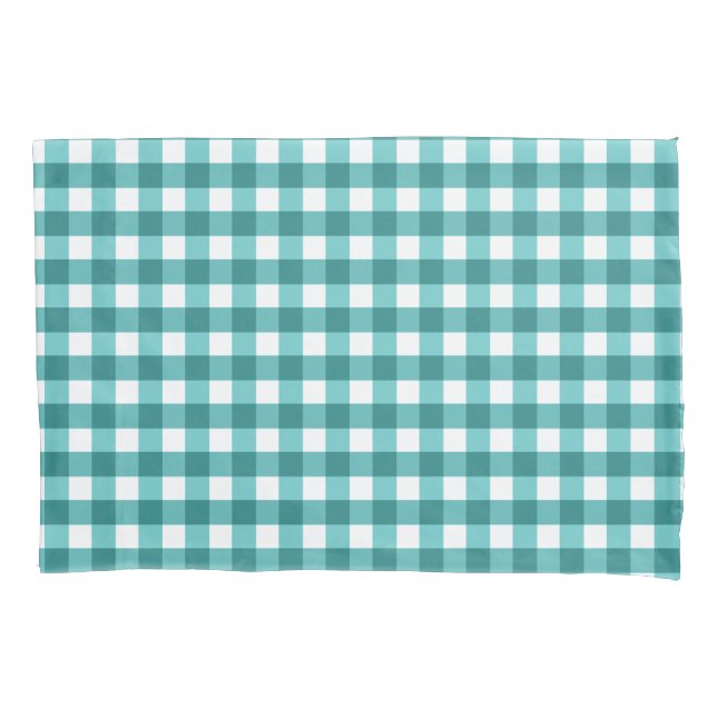 Funda De Cojín gingham verde azulada (Anverso)
