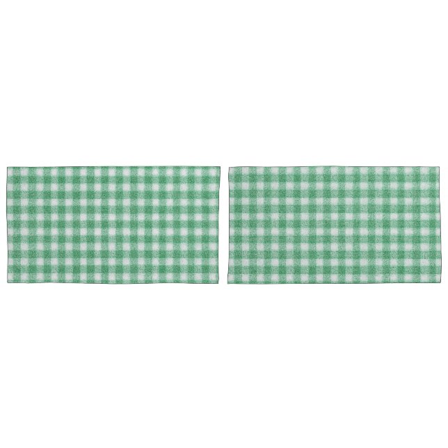 Funda De Cojín Gingham Verde Menta  (Anverso - Set)