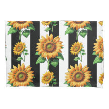 Girasol Floral Rayas Blancas Negras 
