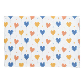 Funda De Cojín Globos de corazón Estrella Naranja Amarillo Azul B