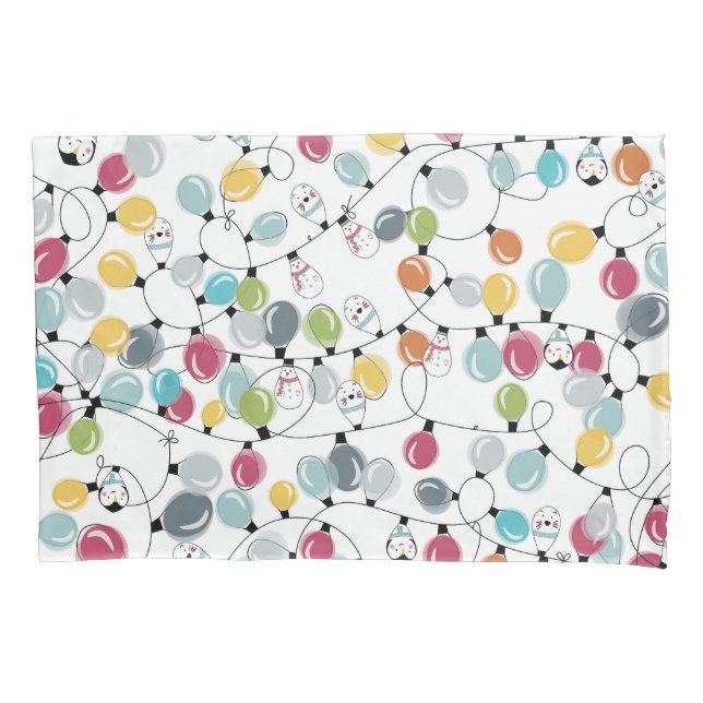 Funda De Cojín Globos de Navidades de Neon Pingüino (Anverso)