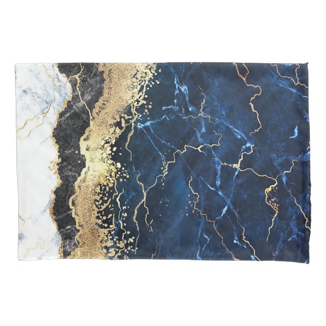 Funda De Cojín Gloria azul de mármol blanco (Anverso)